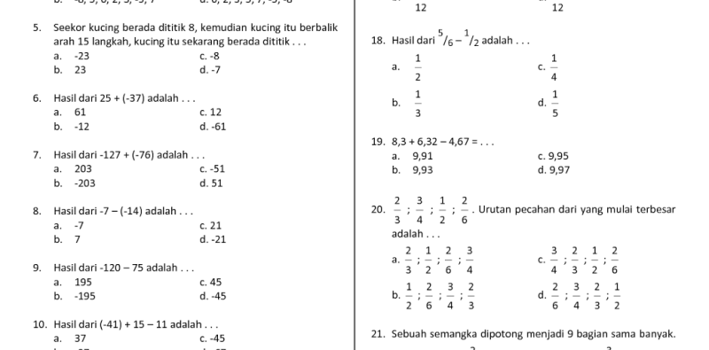 10 Rahasia Nilai Sempurna Pakai Bank Soal Matematika Kelas 4 SD Semester 1 PDF Terbaru