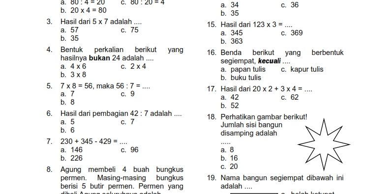 10 Rahasia Nilai Sempurna dengan Bank Soal Matematika Kelas 4 Semester 1 Kurikulum 2013