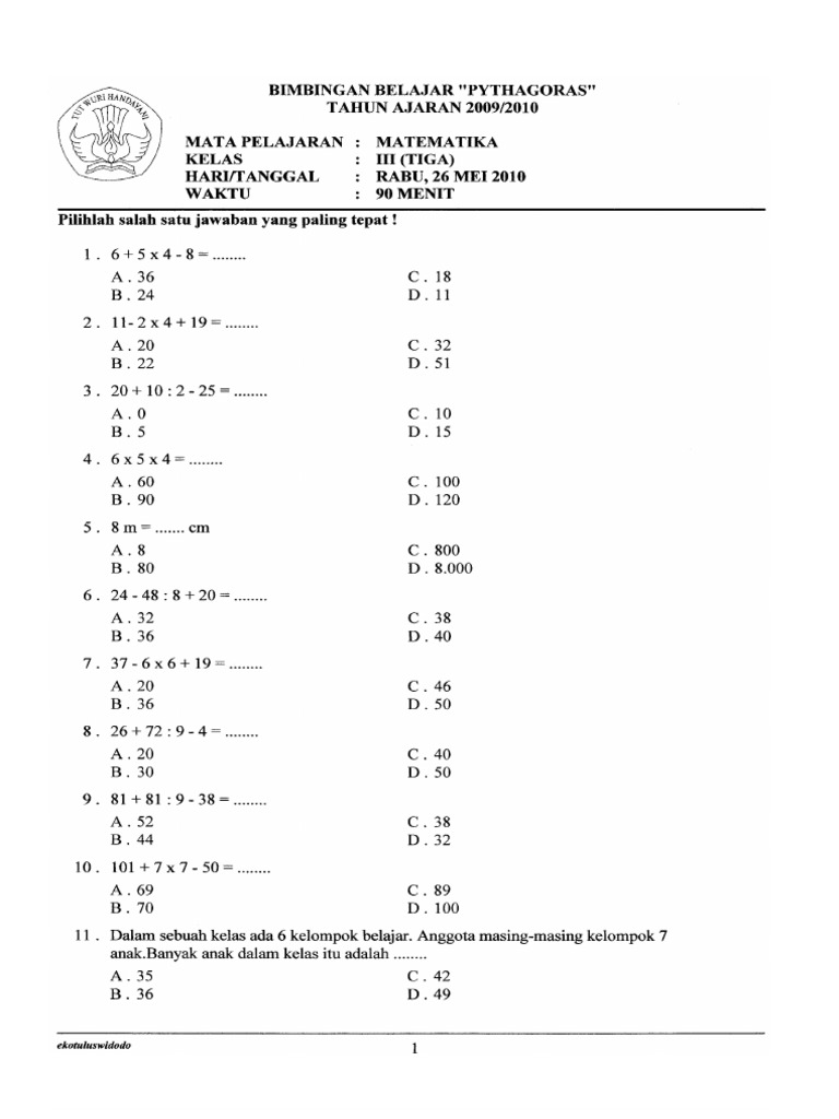 Matematika Kelas 5 Tema 1 - Piffle me