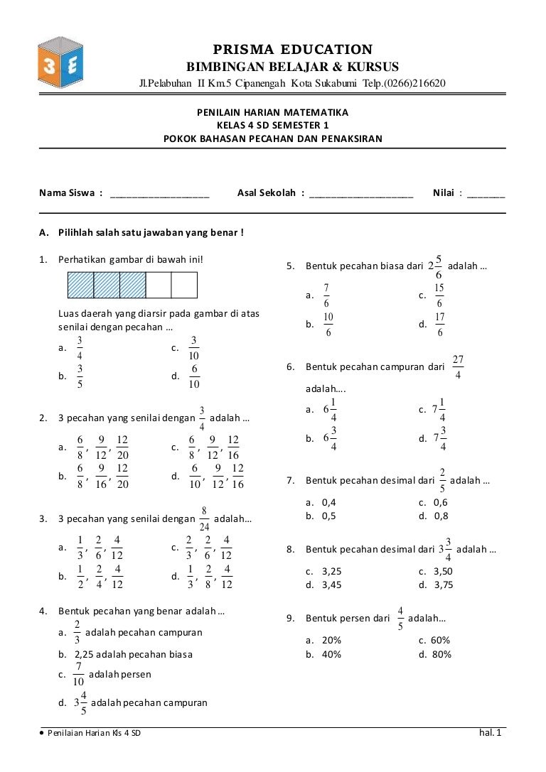 Soal Olimpiade Matematika Sd Kelas 4 Dalchaebi