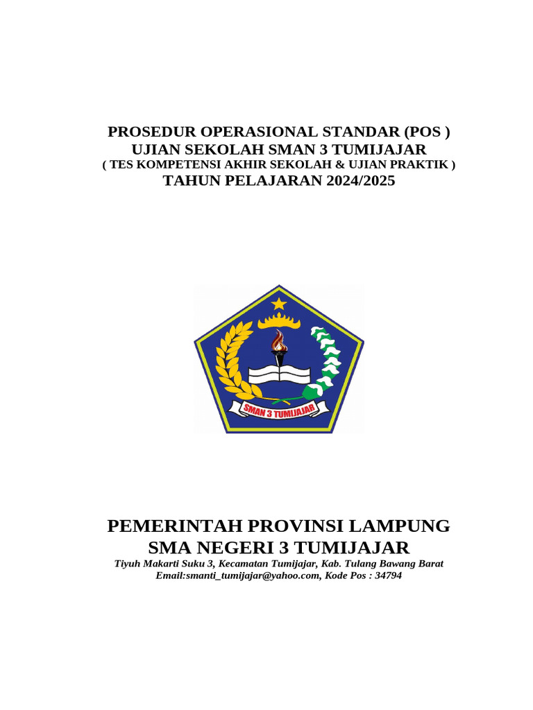 POS Ujian Sekolah SMAN 3 Tumijajar 2025 PDF