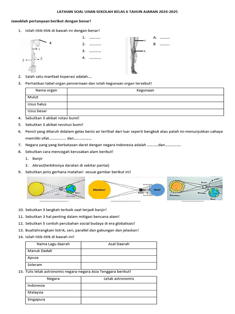 Latihan Soal Ujian Kelas 6 2024-2025 PDF