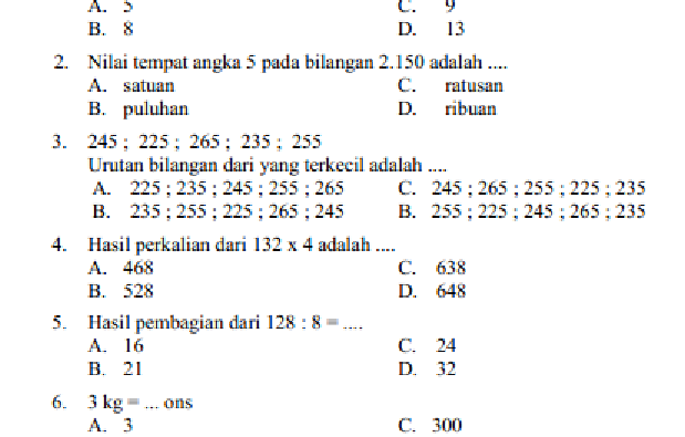 Bank Soal Matematika Kelas 4 Semester 1 Siap Cetak: 7 Lembar Kerja Siswa Wajib Punya