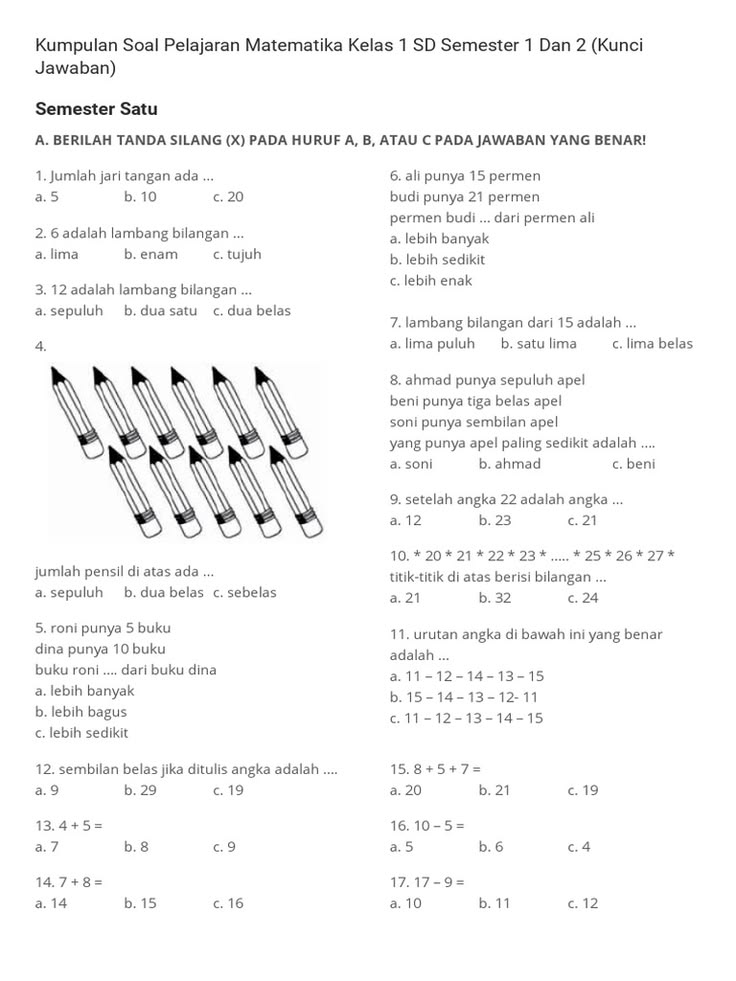 Download Kumpulan Soal Sd Kelas 1 Pdf 53C Latihan soal kelas 1 sd