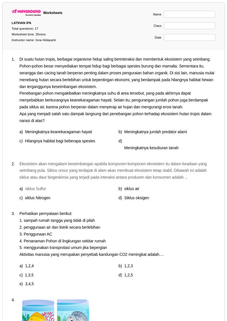 50 lembar kerja Ilmu Lingkungan untuk Kelas 9 di Wayground Gratis