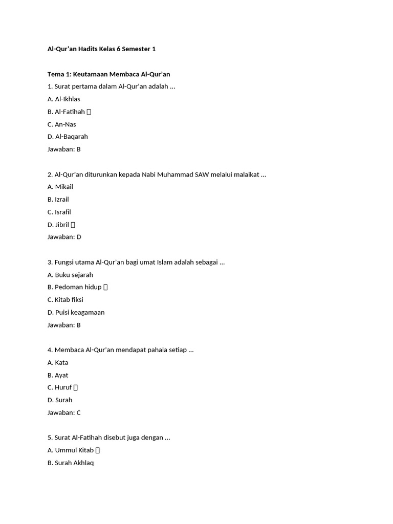 Panduan Al-Qur an dan Hadits Kelas 6 PDF Panduan Al-Qur an dan Hadits Kelas 6 PDF