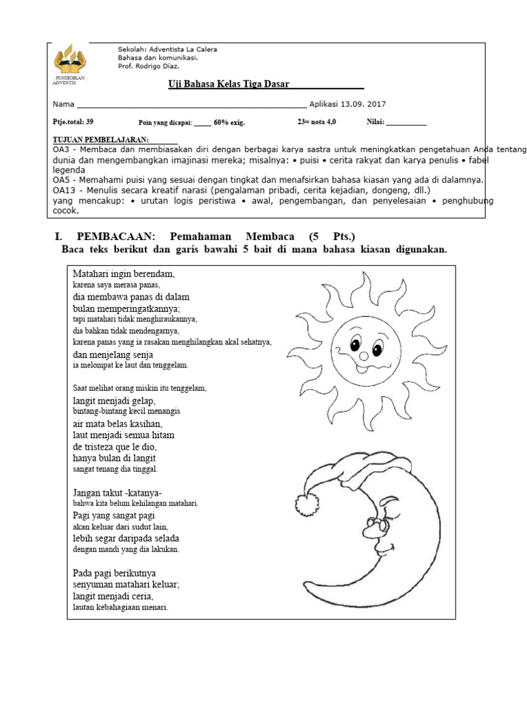 Ujian Bahasa Kelas Tiga Puisi dan Kreativitas PDF Ujian Bahasa Kelas Tiga Puisi dan Kreativitas PDF