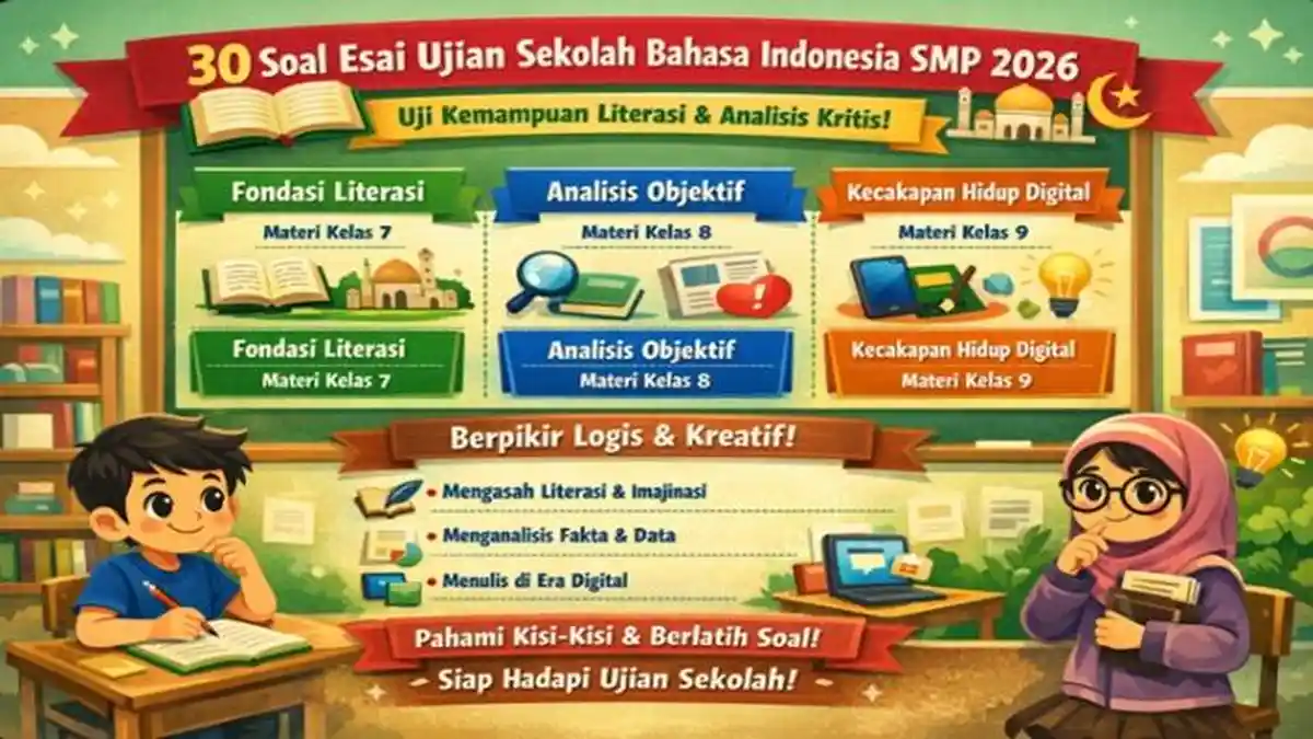 30 Soal Esai Ujian Sekolah Bahasa Indonesia Kelas 9 SMP Semester 2 30 Soal Esai Ujian Sekolah Bahasa Indonesia Kelas 9 SMP Semester 2