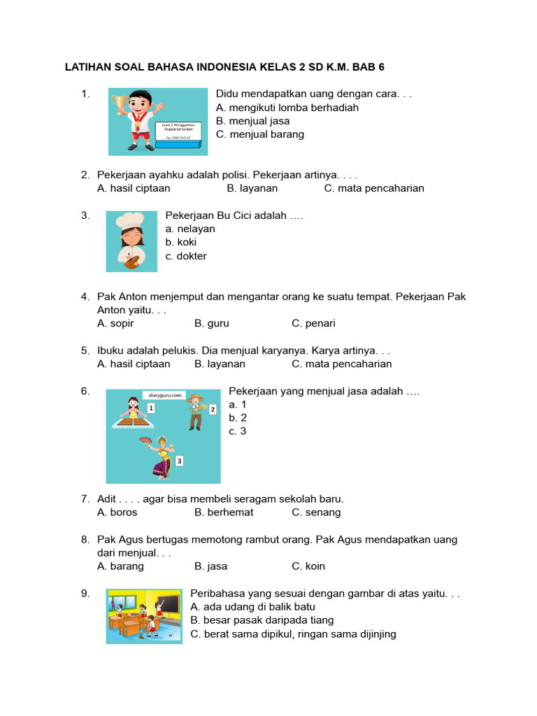 7 Contoh Soal Kelas 2 SD Bahasa Indonesia yang Wajib Dikuasai Sebelum Ujian 2026