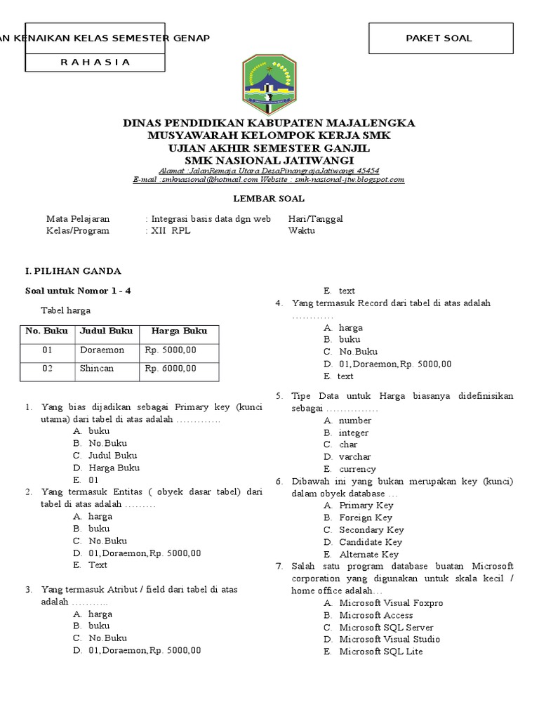 Akhirnya Terkuak! 30 Soal Ujian Sekolah RPL SMK 2026 Paling Krusial