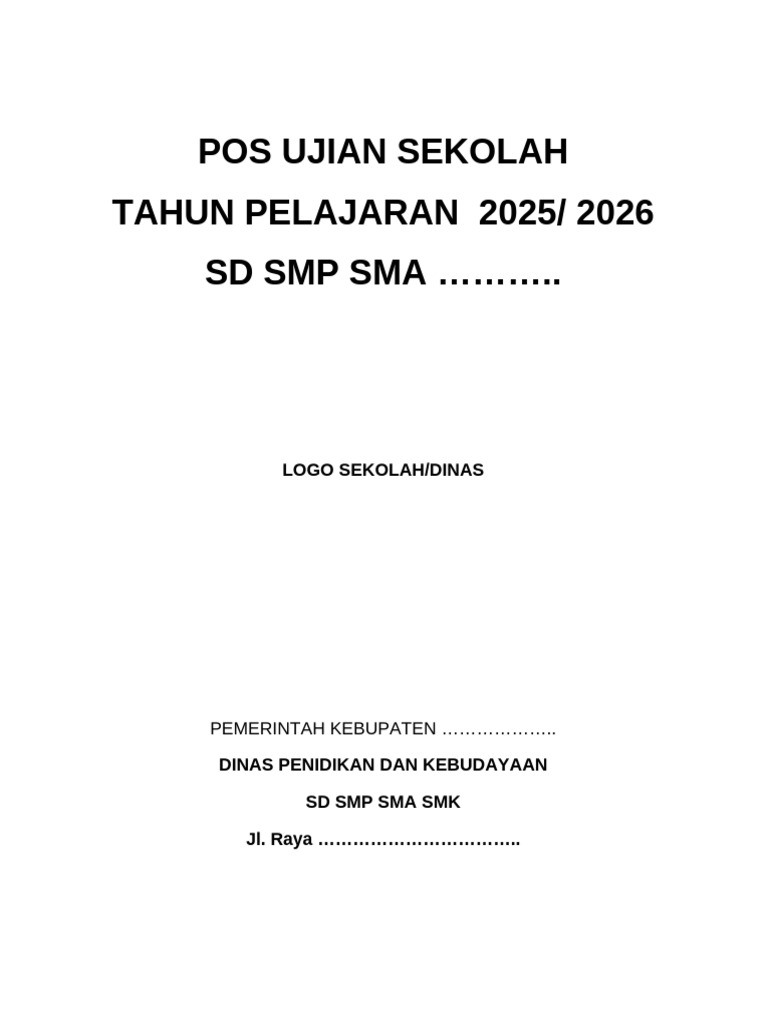 POS Ujian Sekolah Tahun 2026 PDF