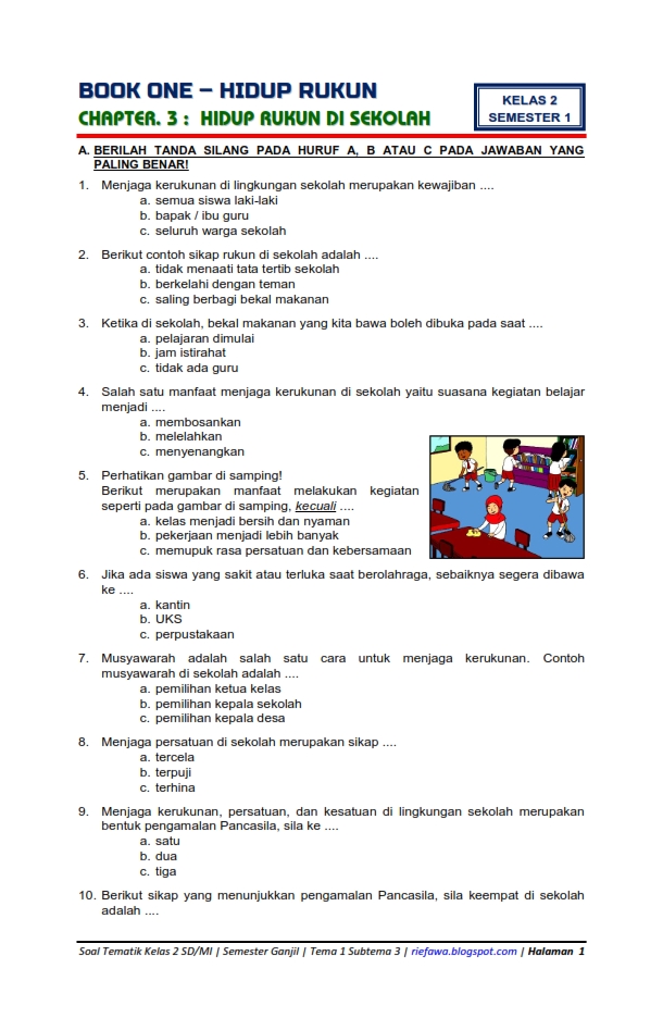Rahasia Soal Tematik Kelas 2 Tema 1 Hidup Rukun di Sekolah yang Jarang Diketahui