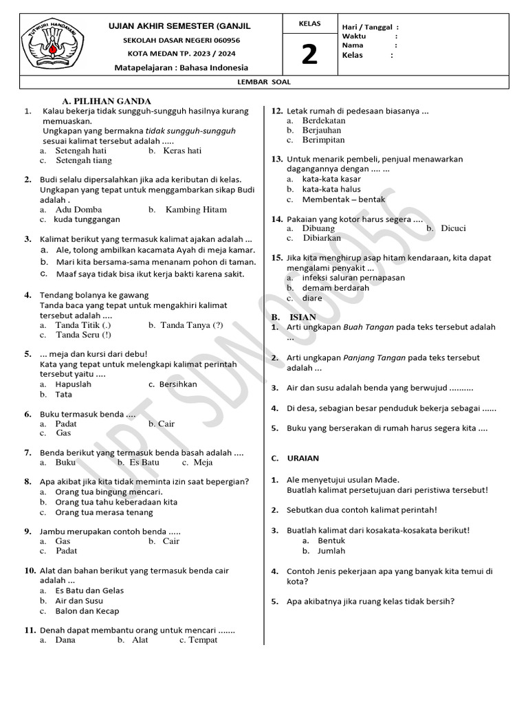 Terbukti! 5 Contoh Soal Bahasa Indonesia Kelas 2 Tema 1 yang Paling Sering Muncul dan Bikin Anak Mudah Paham