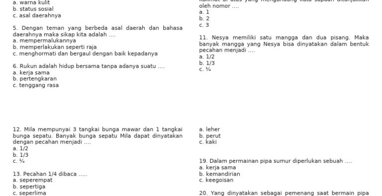 50 Contoh Soal Kelas 2 Tema 7 Subtema 2 Lengkap Kunci Jawaban, Dijamin Nilai Sempurna!