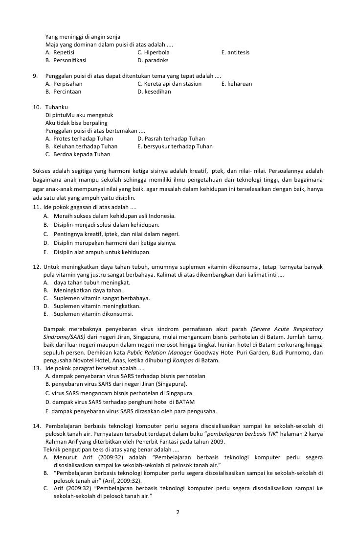 Soal Dan Jawaban Bahasa Indonesia Kelas 12 Singkat bank soal un pdf Soal Dan Jawaban Bahasa Indonesia Kelas 12 Singkat bank soal un pdf