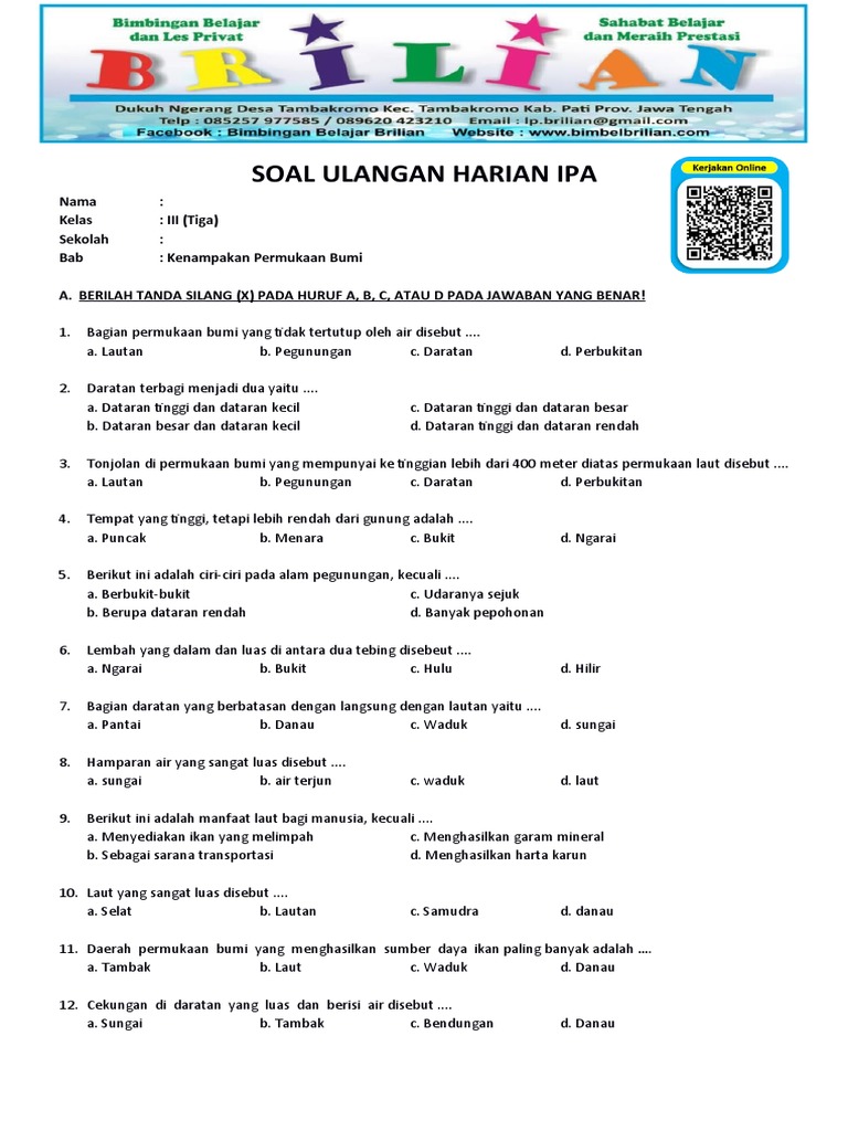 Jangan Terlewat! Latihan Soal IPA Kelas 3 Kenampakan Bumi dan Kunci Jawaban Terbaru