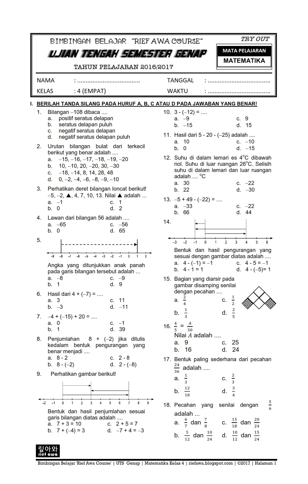 13 Soal Matematika Kelas 4 Semester 2 Kurikulum 2013 Revisi 2020 13 Soal Matematika Kelas 4 Semester 2 Kurikulum 2013 Revisi 2020