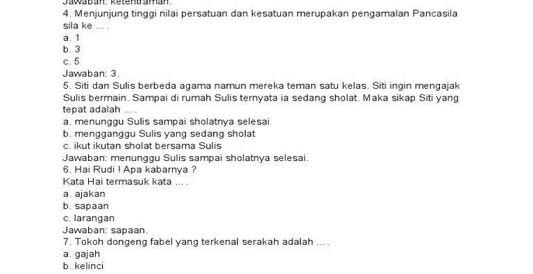 Rahasia Nilai 100: 7 Contoh Soal Kelas 2 Tema 6 Subtema 1 Brilian yang Wajib Dicoba