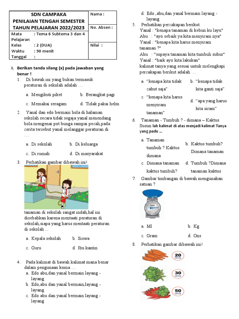 Terbukti! 7 Contoh Soal Kelas 2 Tema 6 Subtema 3 dan 4 yang Bikin Anak Cepat Paham