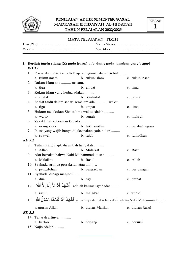 Terbukti! 7 Latihan Soal Fiqih Kelas 3 MI Semester 2 yang Bikin Nilai Naik Seketika