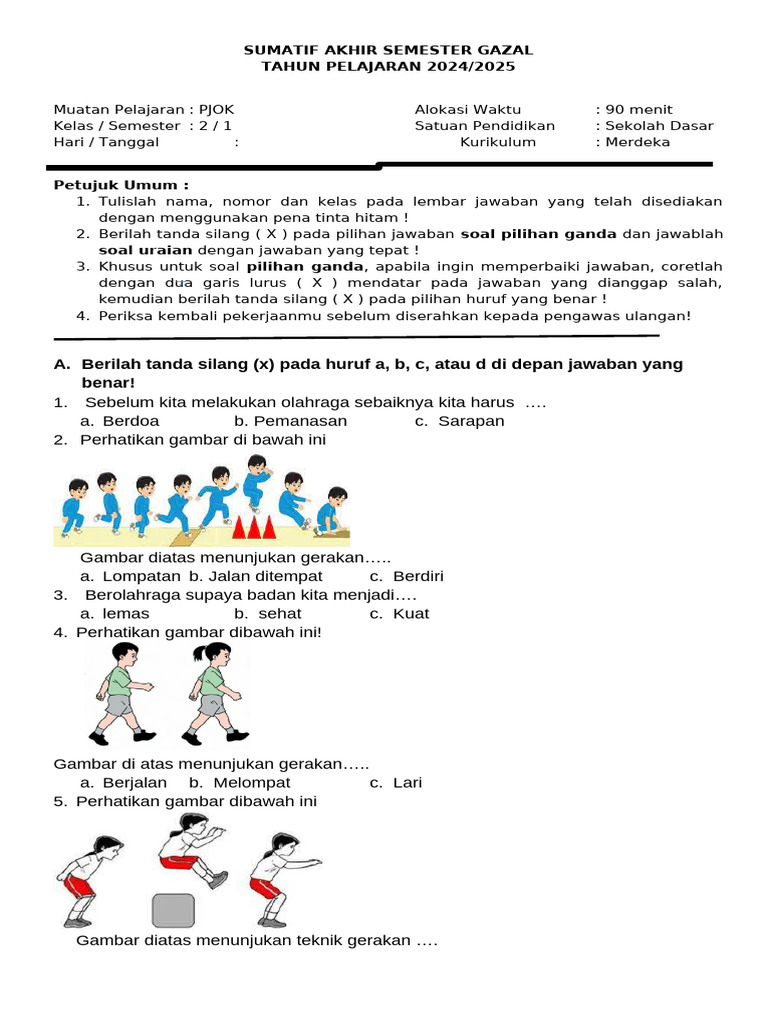 Terbukti Efektif! 5 Contoh Soal Bahasa Indonesia Kelas 2 Tema 1 PJOK yang Tingkatkan Nilai