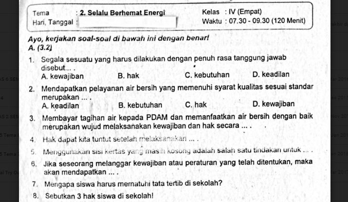 Ternyata Ini Kumpulan Soal UTS Kelas 4 Tema 2 Selalu Berhemat Energi yang Wajib Kamu Latih