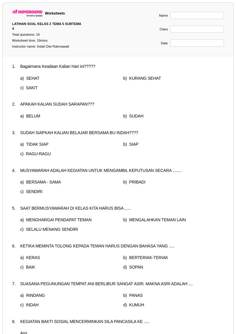 Ternyata Ini Rahasia Contoh Soal Kelas 2 Tema 5 Subtema 4 yang Sering Bikin Bingung, Wajib Tahu Sebelum Terlambat