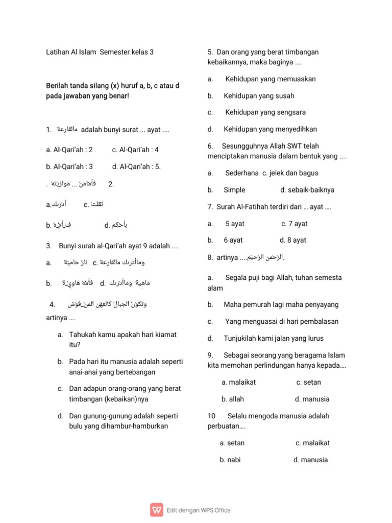 Ternyata Ini Rahasia Latihan Soal dan Kunci Jawaban Agama Islam Kelas 3 SD