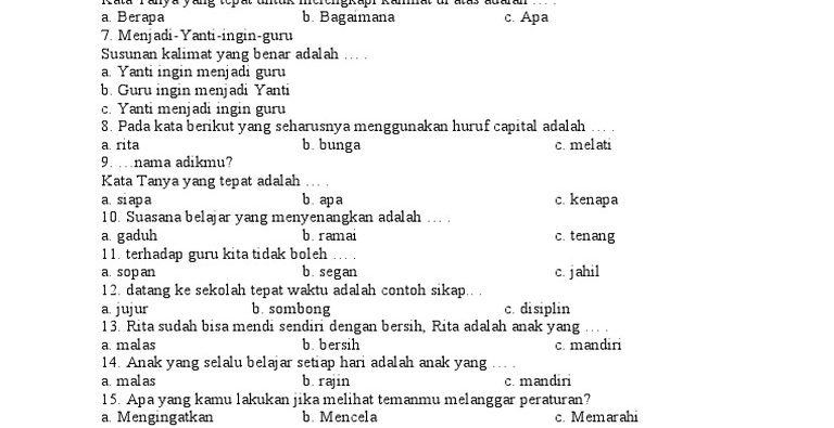 Ternyata Sudah Ada Bank Soal Kelas 2 Tema 6 Subtema 2 Revisi 2018 Lengkap Kunci Jawaban