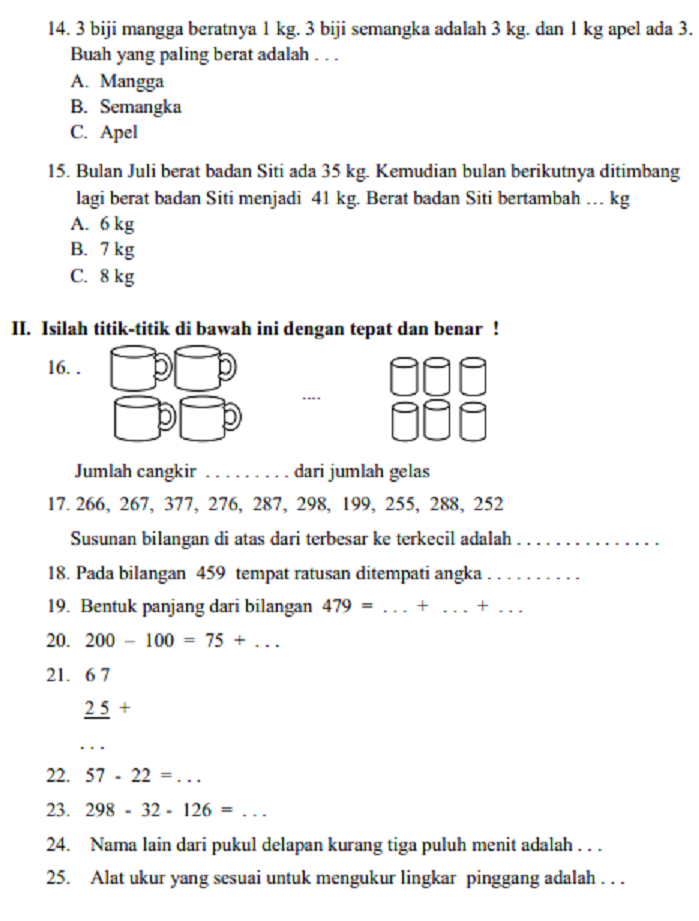 Ternyata Ini Rahasia Latihan Soal Soal Matematika Kelas 3 SD Semester 1 Agar Anak Cepat Bisa