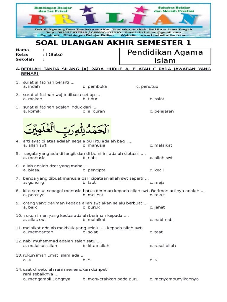 Rahasia Sukses Anak Raih Nilai Tinggi Lewat Bocoran soal ulangan kelas 1 sd 2022 Terbaru