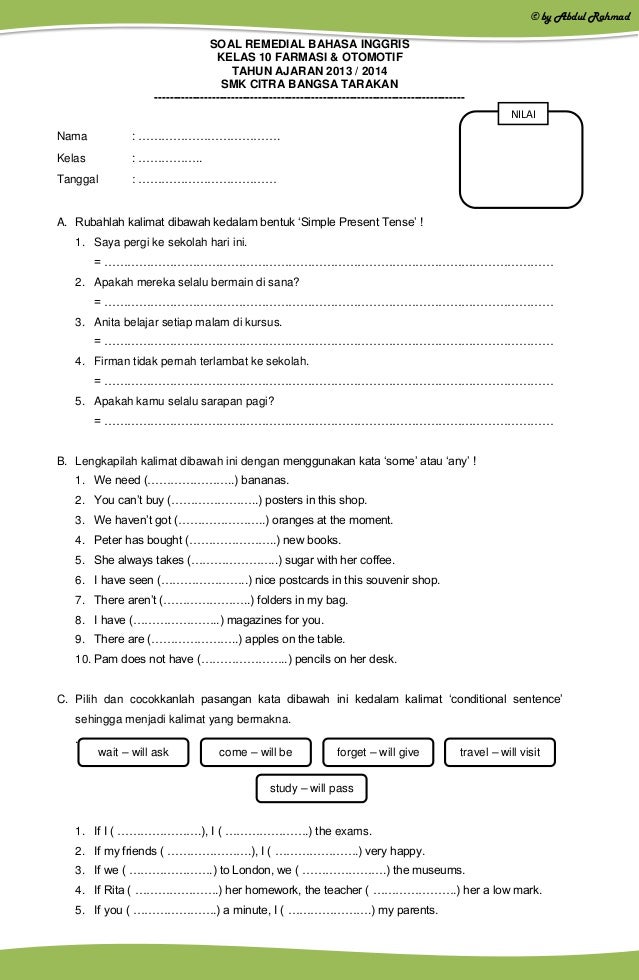 Wajib Tahu! Bocoran soal bahasa inggris kelas 10 semester 1 dan jawabannya paling akurat Wajib Tahu! Bocoran soal bahasa inggris kelas 10 semester 1 dan jawabannya paling akurat