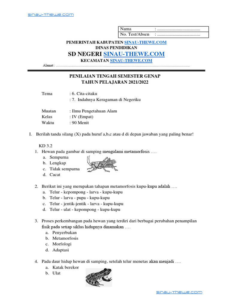 Wajib Tahu! Inilah Bocoran soal pts kelas 4 tematik semester 2 yang Paling Akurat